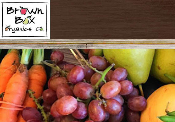 Brown Box Organics site where users enter to win a box of free produce